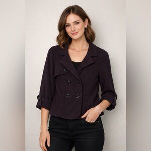 Anthropologie Allihop Through the Seasons Plum Purple Blazer Jacket Size Medium